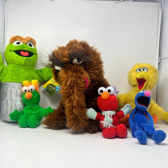 Sesame Street Plush Snuffleupagus Snuffy Big bird Oscar Elmo Honker Grover lot - Picture 16 of 16